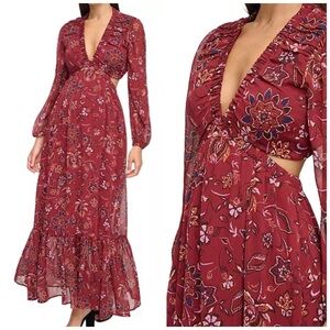 NWT Guess Red Floral Maxi Dress